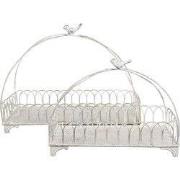 Clayre & Eef Decoratie Mand Set van 2 39x20x30/ 30x15x22 cm Wit Metaal