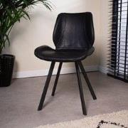 Industriële Eetkamerstoel Zwart Barry Kunstleer - Zonder Armleuningen
