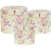 Clayre & Eef Opbergdoos Set van 3 23x20 / Ø 20x17 / Ø 17x14 cm Groen K...