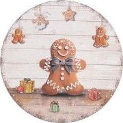 Clayre & Eef Onderbord Ø 33 cm Beige Bruin Kunststof Gingerbread man