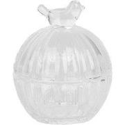 Clayre & Eef Voorraadpot Ø 8x10 cm Transparant Glas Vogel