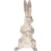 Clayre & Eef Decoratie Beeld Konijn 8x9x17 cm Beige Kunststof