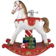 Clayre & Eef Kerstboom Standaard Hobbelpaard 69x19x64 cm Wit Rood Kuns...