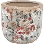 Clayre & Eef Bloempot Ø 14x13 cm Grijs Keramiek Bloemen