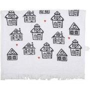 Clayre & Eef Gastendoekje 40x66 cm Wit Zwart Katoen Gingerbread house