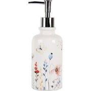 Clayre & Eef Zeepdispenser 350 ml Wit Keramiek Bloemen