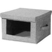 Opbergdoos van stof in linnenlook grijs met transparant venster - L40 ...