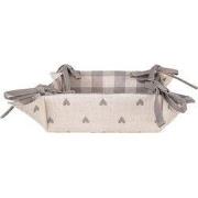 Clayre & Eef Broodmand 35x35x8 cm Beige Grijs Katoen Hartjes