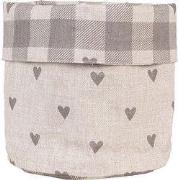 Clayre & Eef Broodmand Ø 15x16 cm Beige Grijs Katoen Hartjes