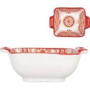 Clayre & Eef Kom 75 ml Wit Rood Keramiek