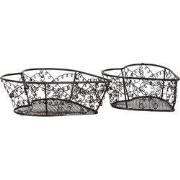 Clayre & Eef Opbergdoos Set van 2 16x16x5 / 12x12x5 cm Bruin Metaal