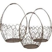 Clayre & Eef Opbergmand Set van 3 Ø 28/ Ø 23 / Ø 18 cm Bruin Metaal