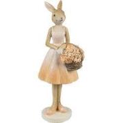 Clayre & Eef Decoratie Beeld Konijn 21 cm Beige Kunststof