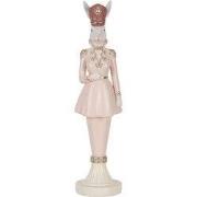 Clayre & Eef Decoratie Beeld Konijn 35 cm Wit Roze Kunststof