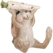 Clayre & Eef Decoratie Beeld Konijn 6x5x7 cm Beige Kunststof