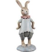 Clayre & Eef Decoratie Beeld Konijn 19 cm Beige Blauw Kunststof