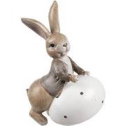 Clayre & Eef Decoratie Beeld Konijn 17 cm Beige Kunststof