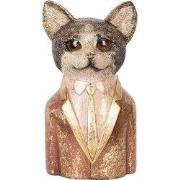 Clayre & Eef Decoratie Beeld Kat 23 cm Bruin Kunststof