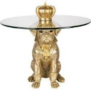 Clayre & Eef Bijzettafel Rond Hond Ø 55x55 cm Goudkleurig Kunststof