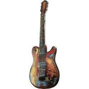 Clayre & Eef 3D Schilderijen metaal Gitaar 28x83 cm Oranje