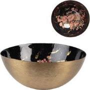 Clayre & Eef Decoratie schaal 21x20x8 cm Goudkleurig Zwart Metaal Bloe...