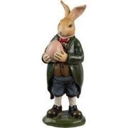 Clayre & Eef Decoratie Beeld Konijn 20 cm Bruin Groen Kunststof