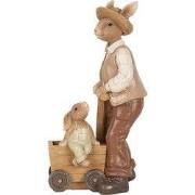 Clayre & Eef Decoratie Beeld Konijn 12x7x23 cm Bruin Kunststof