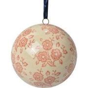 Clayre & Eef Decoratie Hanger Ø 8 cm Beige Keramiek Bloemen