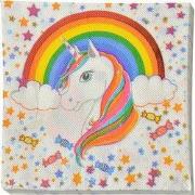 Clayre & Eef Servetten Papier Set van 20 33x33 cm Wit Papier Eenhoorn