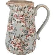 Clayre & Eef Decoratie Kan 21x15x23 cm Grijs Keramiek Bloemen