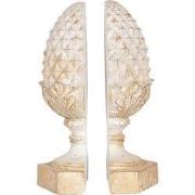 Clayre & Eef Boekensteunen Set van 2 16x14x29 cm Beige Kunststof