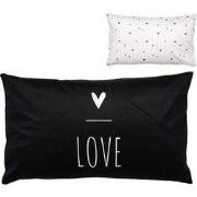 Clayre & Eef Kussenhoes 30x50 cm Zwart Wit Polyester