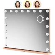 Hollywood Spiegel - Bluetooth Speakers - 80x60cm - Rosé Goud