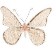 Clayre & Eef Decoratie Vlinder 30x3x24 cm Beige Synthetisch