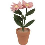 Clayre & Eef Decoratie Bloem 8x8x26 cm Roze Textiel