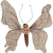 Clayre & Eef Decoratie Vlinder 33x6x31 cm Beige Synthetisch
