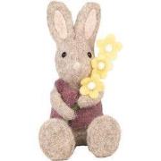 Clayre & Eef Decoratie Beeld Konijn 10x10x19 cm Beige Textiel