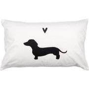 Clayre & Eef Kussenhoes 30x50 cm Wit Zwart Polyester Teckel