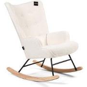 Aemely® Schommelstoel 'Mama' - Wit Teddy, Blank Hout