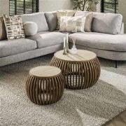 Hoyz Collection - Salontafel Set-2 Curve Nuovo Travertin - Massief Man...