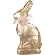 Clayre & Eef Decoratie Beeld Konijn 11x5x22 cm Goudkleurig Textiel