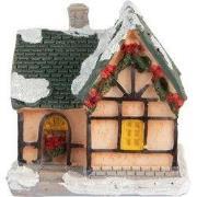 Clayre & Eef Decoratie Huis met LED 6x5x6 cm Oranje Kunststof