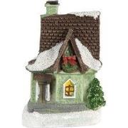 Clayre & Eef Decoratie Huis met LED 5x5x7 cm Grijs Wit Kunststof