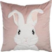 Clayre & Eef Kussenhoes 45x45 cm Roze Polyester Konijn