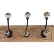 Clayre & Eef Wandkapstok 3 Haken 31x10x16 cm Bruin Hout