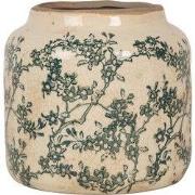 Clayre & Eef Bloempot Ø 16x15 cm Beige Groen Keramiek