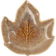 Clayre & Eef Decoratie schaal Blad 14x13x2 cm Bruin Keramiek