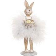 Clayre & Eef Decoratie Beeld Konijn 17 cm Beige Kunststof