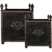 Clayre & Eef Bloempot Set van 2 42x42x51 / 32x32x41 cm Zwart Metaal