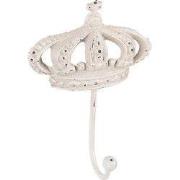 Clayre & Eef Wandhaak Kroon 14x7x19 cm Wit Metaal